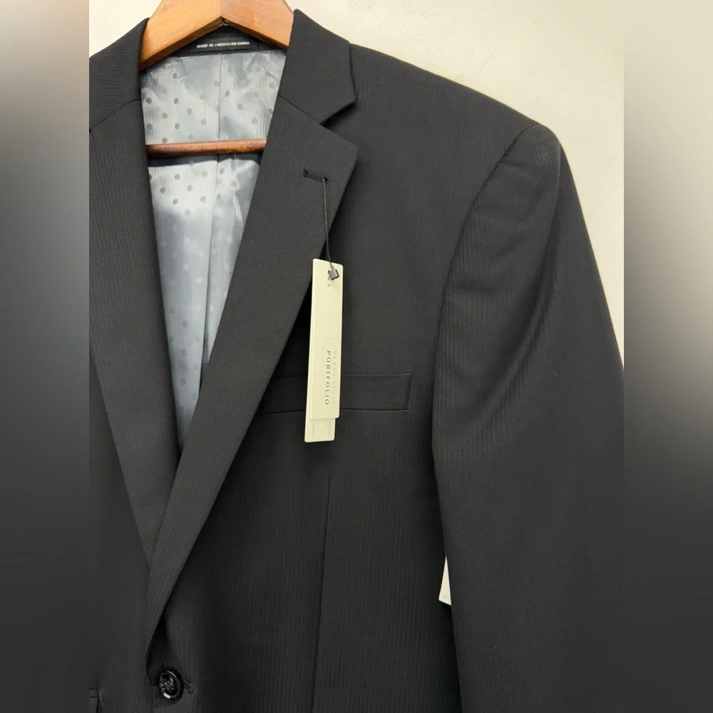 Perry Ellis size 42L Men’s Black Button Up Modern Fit Sports Coat Blazer NWT